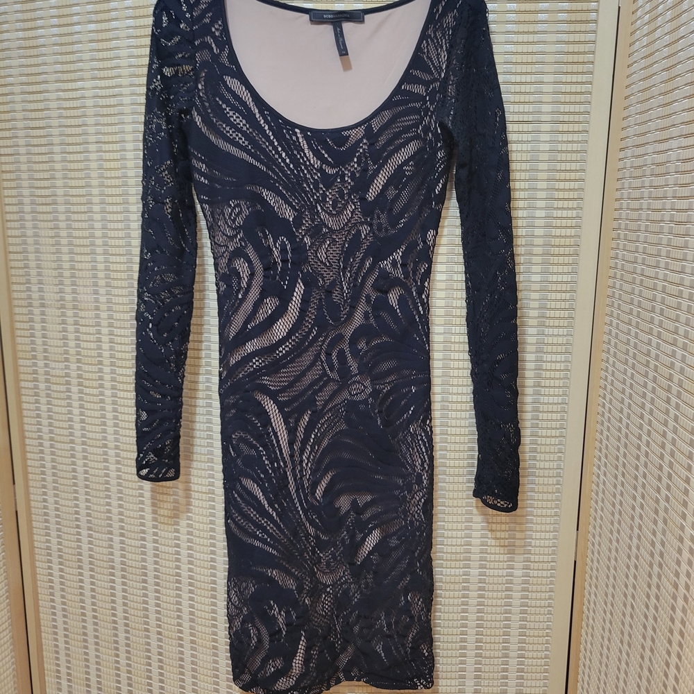 BCBGMaxAzria Navy Lace Long Sleeve Dress